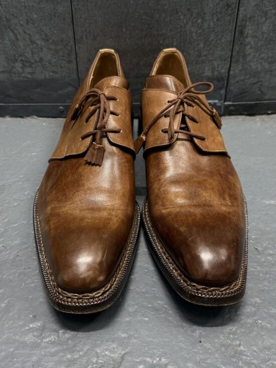 HARRIS FIRENZE 1913 x BARNEYS NY Brown Handmade Leather Shoes Derby Sz 11 main image 14